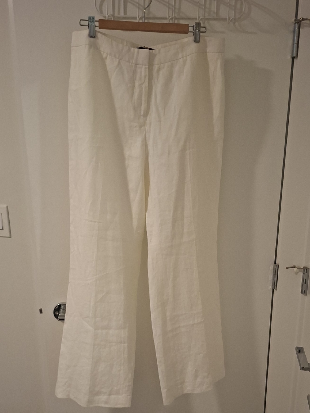 NWT Melanie Lyne Luxurious Lined 100% Linen White Wide-leg Pants (Size US 12)